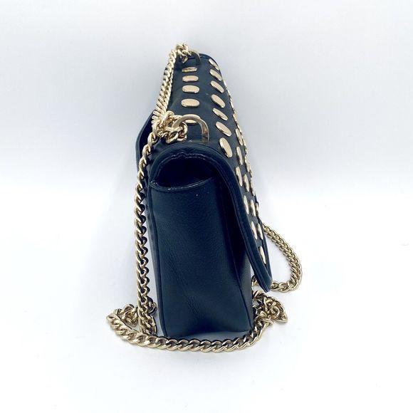 Victorias Secret Small Purse Black Gold Dot Stud Chain Crossbody Shoulder Purse - Picture 2 of 12